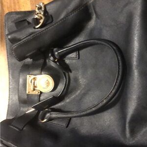 MICHAEL Michael Kors Black Shoulder Bag with Gold Accents